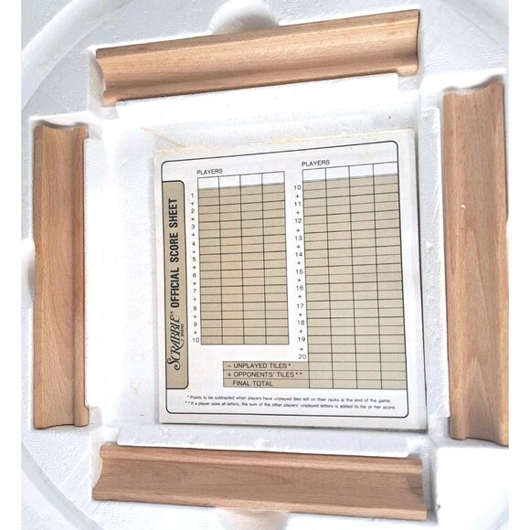 Scrabble Crossword Game 1989 Deluxe Edition Rotating Turntable Mahogany Tiles - Picture 3 of 9